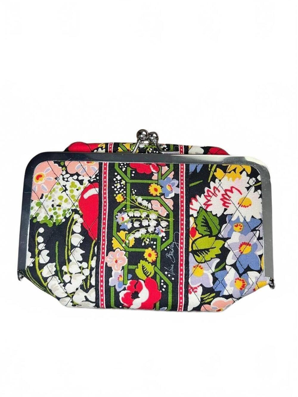 Vera Bradley Kisslock Cosmetic Case Patchwork Poppy Clear Pouch Duo